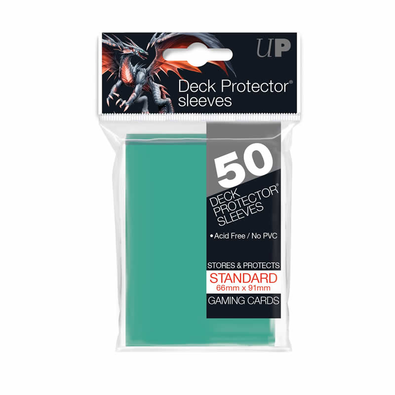 UPR15259 Aqua Standard Deck Card Protector Sleeves 66mm x 91mm 50ct (ONLINE ORDER ONLY)
