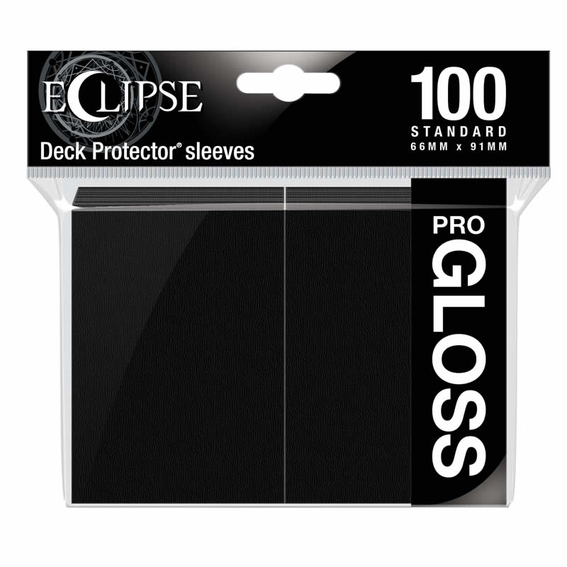 UPR15601 Jet Black Gloss Standard Sleeves 66mm x 91mm 100-sleeves Single Pack Eclipse (ONLINE ORDER ONLY)