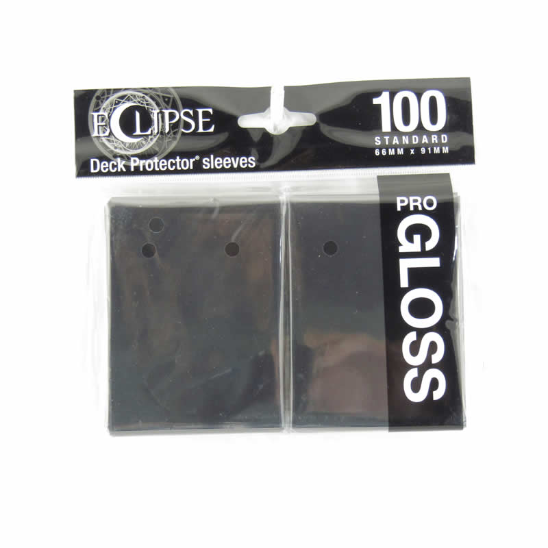UPR15601 Jet Black Gloss Standard Sleeves 66mm x 91mm 100-sleeves Single Pack Eclipse (ONLINE ORDER ONLY)