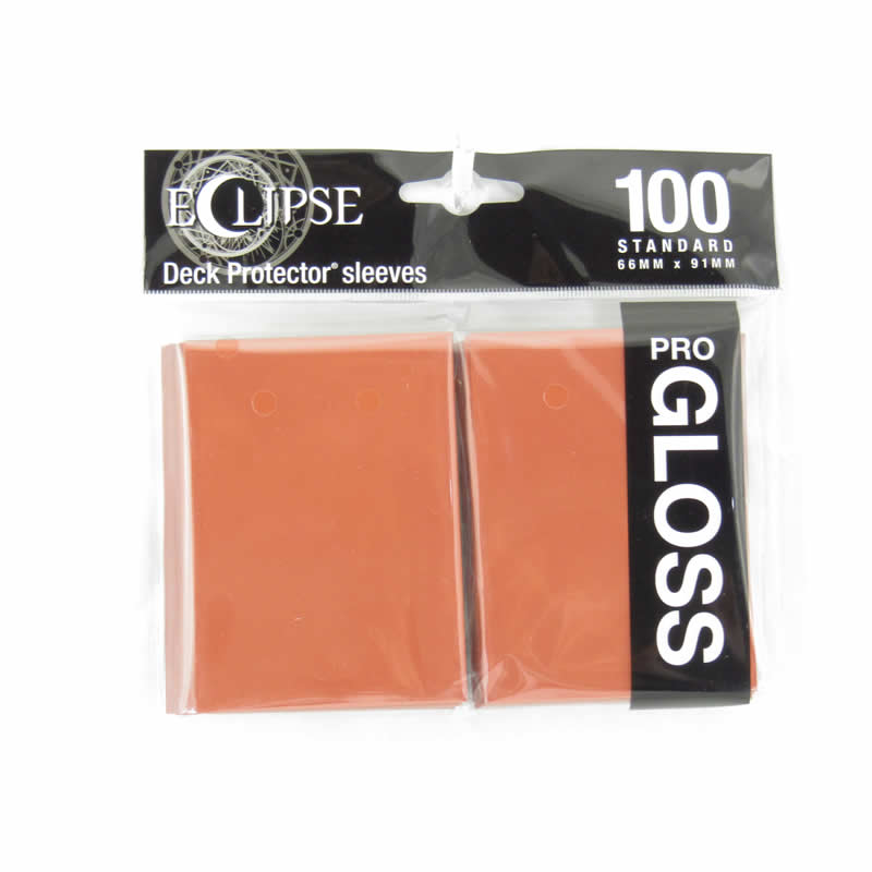 UPR15607 Pumpkin Orange Gloss Standard Sleeves 66mm x 91mm 100-sleeves Single Pack Eclipse (ONLINE ORDER ONLY)