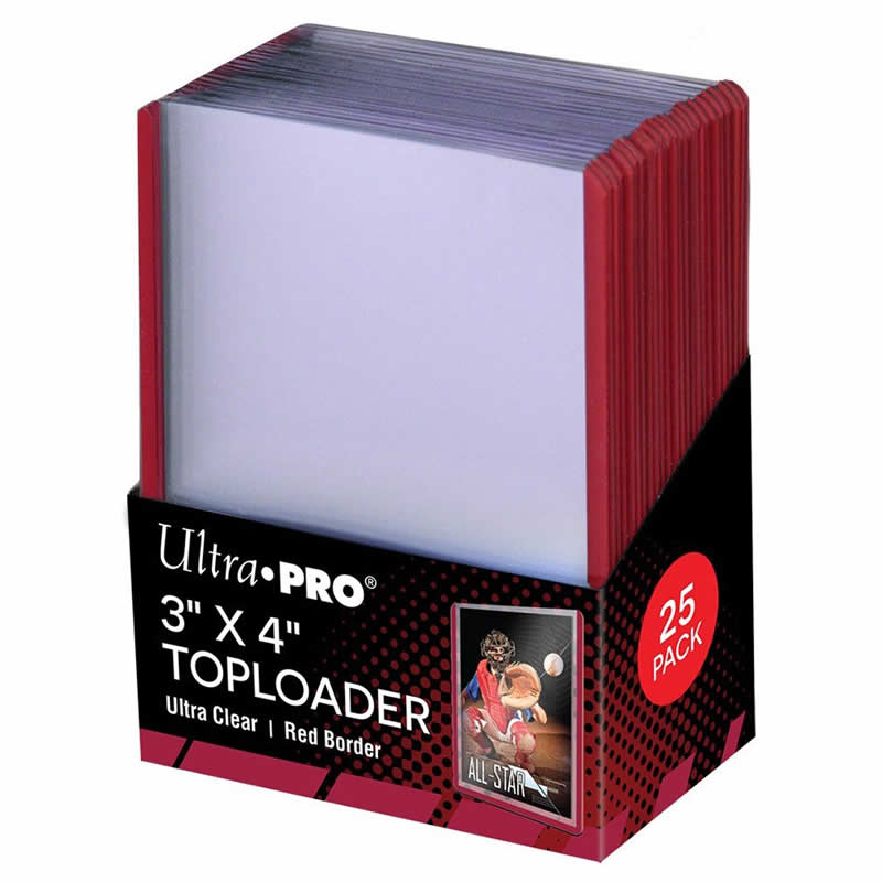 UPR81159 Red Boarder 3in x 4in Clear Top Loader Sleeves Pack of 25 (ONLINE ORDER ONLY)