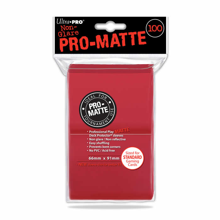UPR84516 Red Standard Card Sleeves 100 Count Pro-Matte Ultra Pro (ONLINE ORDER ONLY)