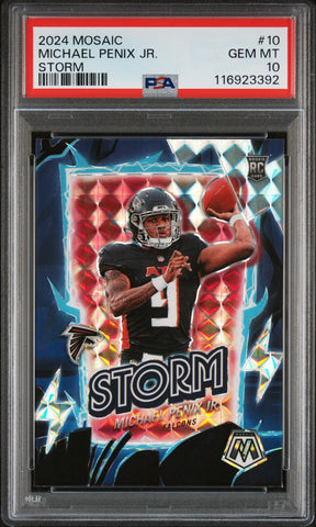 Graded 2024 Panini Mosaic Michael Penix Jr #10 Storm Rookie RC Football Card PSA 10 Gem Mint (ONLINE ORDER ONLY)