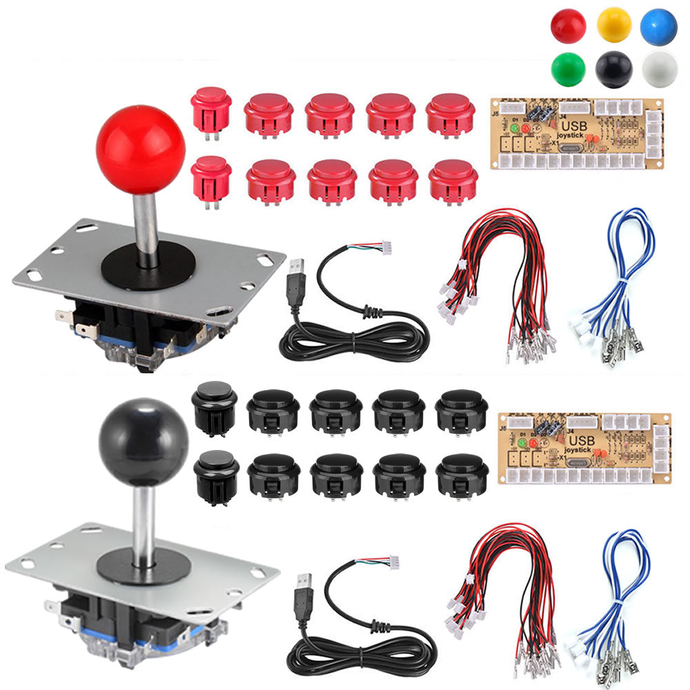 2 Player DIY Arcade Joystick Kit 2Pin Cable 24/30mm Buttons USB Encoder (Online Only)
