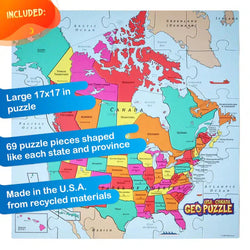 USA & Canada GeoPuzzle 69 Piece Jigsaw Puzzle Geotoys (ONLINE ORDER ONLY)