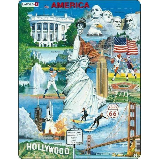 USA Collage 57 Piece Tray Jigsaw Puzzle Larsen