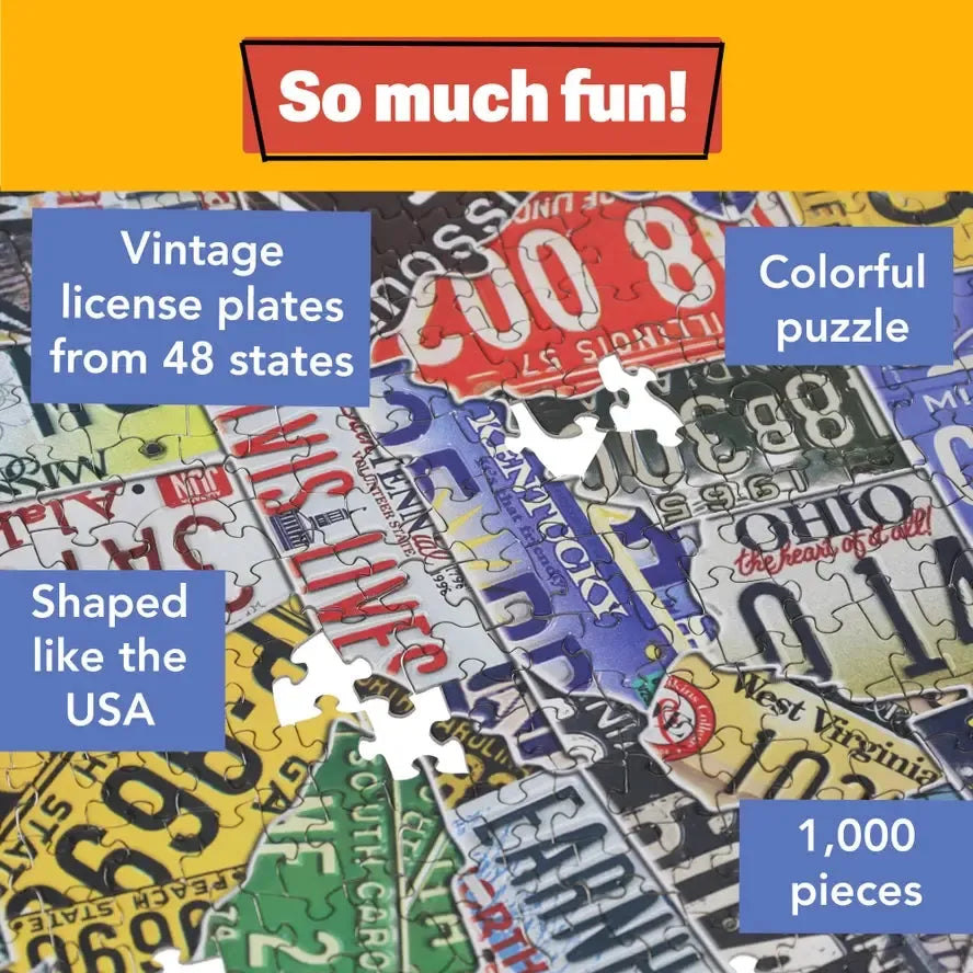 USA License Plates 1000 Piece Shaped Jigsaw Puzzle TDC (ONLINE ORDER ONLY)