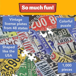 USA License Plates 1000 Piece Shaped Jigsaw Puzzle TDC (ONLINE ORDER ONLY)