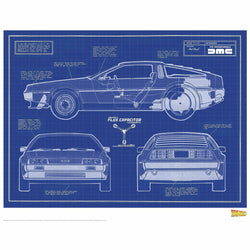 Back to the Future "DeLorean Blueprint" Limited Edition Commemorative Print with protective toploader (ONLINE ORDER ONLY)