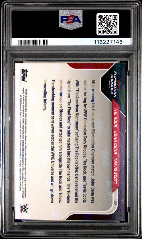 Graded 2025 Topps Now WWE The Rock John Cena Travis Scott #27 Wrestling Card PSA 9 Mint (ONLINE ORDER ONLY)