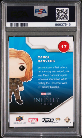 2023 UPPER DECK FUNKO POP MARVEL  CAROL DANVERS PLATINUM #17  PSA 10 (Online Order Only)