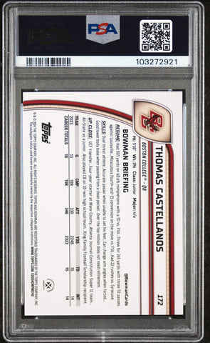 Graded 2024 Topps Bowman U Sapphire Thomas Castellanos #172 Orange Refractor /25 Rookie RC Football Card PSA 10 Gem Mint (ONLINE ORDER ONLY)