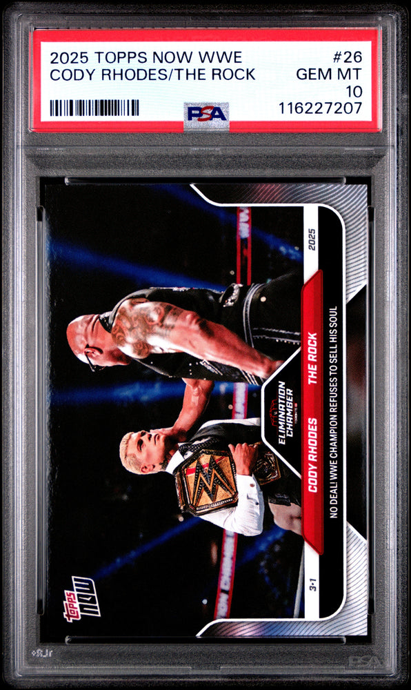 Graded 2025 Topps Now WWE Cody Rhodes/The Rock #26 Wrestling Card PSA 10 Gem Mint (ONLINE ORDER ONLY)