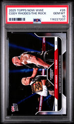 Graded 2025 Topps Now WWE Cody Rhodes/The Rock #26 Wrestling Card PSA 10 Gem Mint (ONLINE ORDER ONLY)