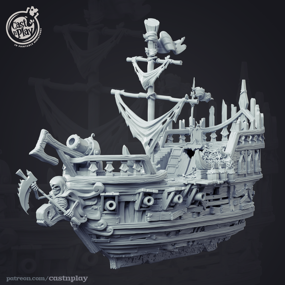 3D Printed Cast n Play - Undead Pirate Ship 28mm 32mm D&D (Online Only)