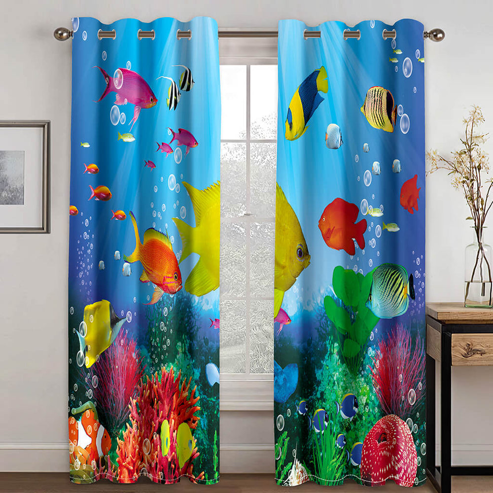 Undersea world Curtains Blackout Window Treatments Drapes for Room Decor (Online Order Only)