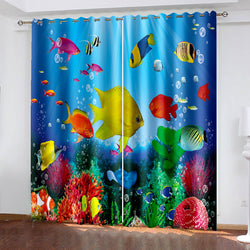 Undersea world Curtains Blackout Window Treatments Drapes for Room Decor (Online Order Only)