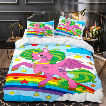Unicorn Bedding Set Quilt Duvet Cover Bedding Sets for Kids Gift (Online Order Only)