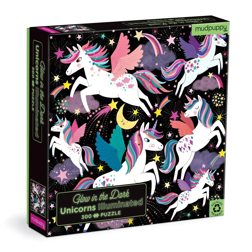 Unicorns Illuminated 300 Piece Glow in the Dark Jigsaw Puzzle Mudpuppy (ONLINE ORDER ONLY)