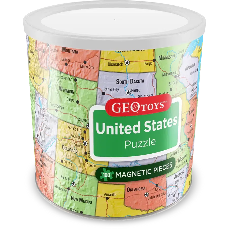 United States Map 100 Piece Magnetic Jigsaw Puzzle Geotoys (ONLINE ORDER ONLY)