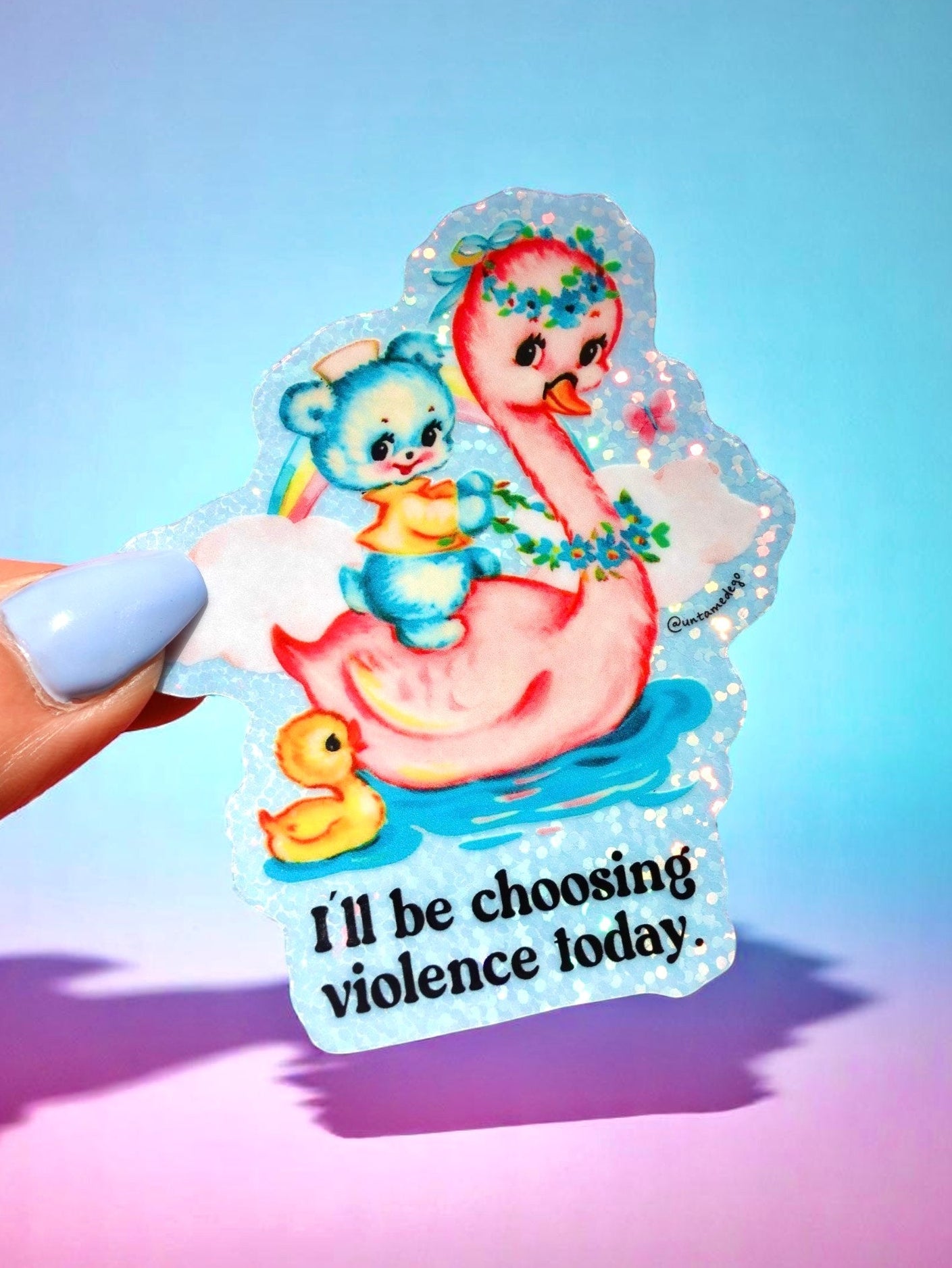 Funny Vinyl Sticker – Choosing Violence Today – Holographic Waterproof Cute Decal (Online Order Only)
