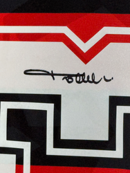 Framed Autographed/Signed Paolo Maldini 35x39 AC Milan Black/Red Soccer Futbol Jersey Beckett BAS COA