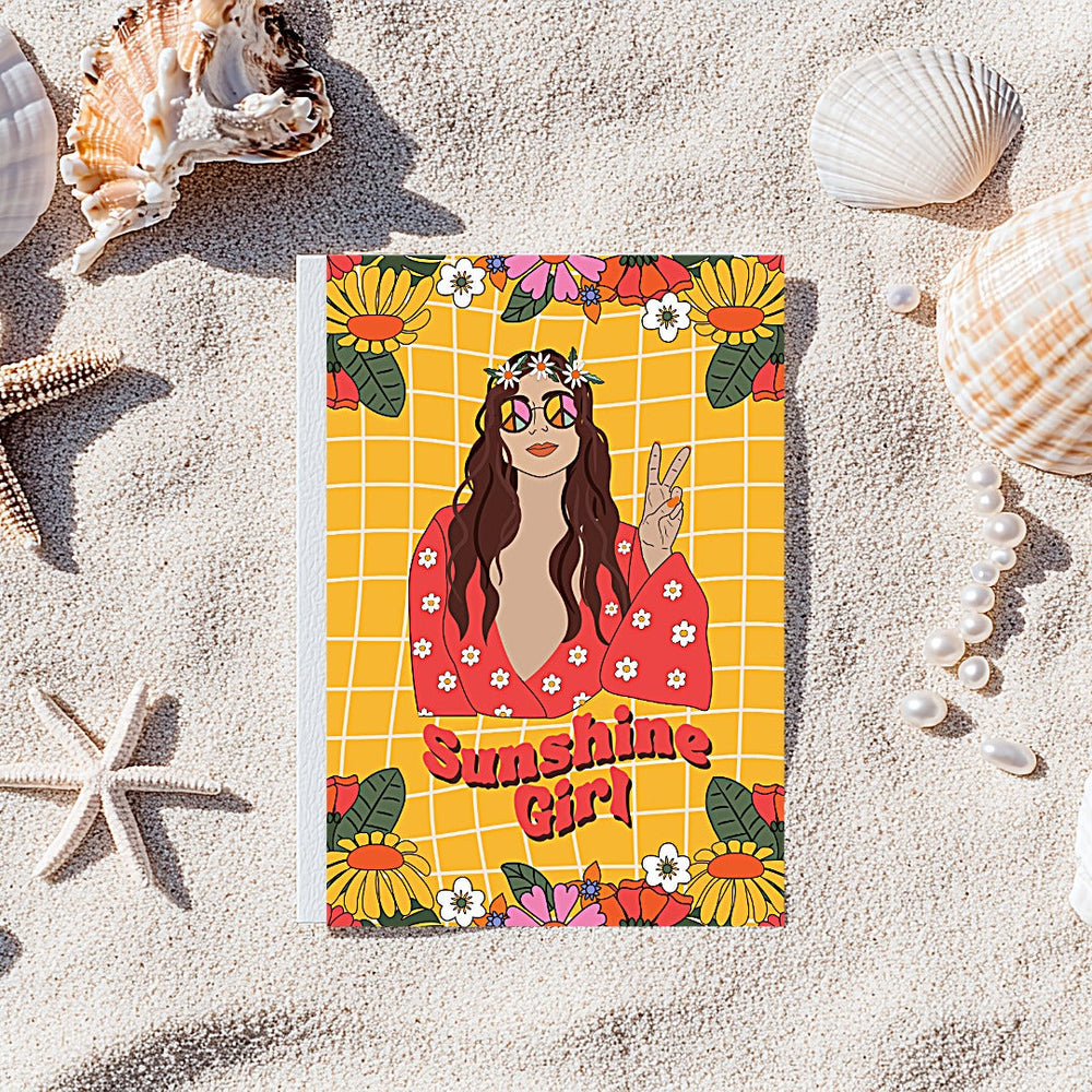 Retro Hippy Sunshine Girl Birthday Card (ONLINE ORDER ONLY)
