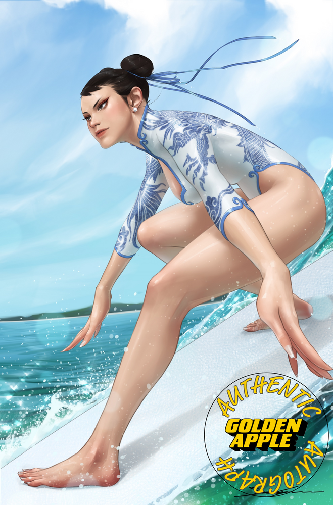 2025 Street Fighter & Friends Swimsuit Special #1 SIGNED Jeehyung Lee Chun-Li Surfing Bikini Variant (10/01/2025) Udon (ONLINE ORDER ONLY)
