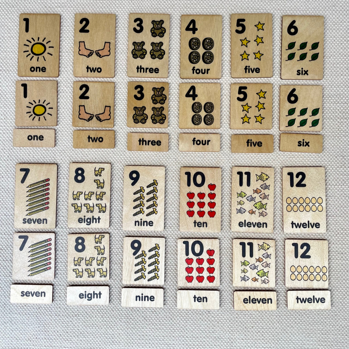 1-12 Numbers 3-Part Wood Tile Cards (ONLINE ORDER ONLY)
