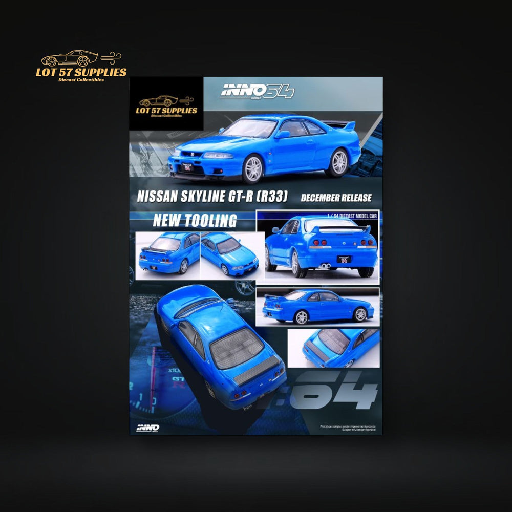 Inno64 Nissan Skyline GT-R (R33) in Blue 1:64 (ONLINE ORDER ONLY)