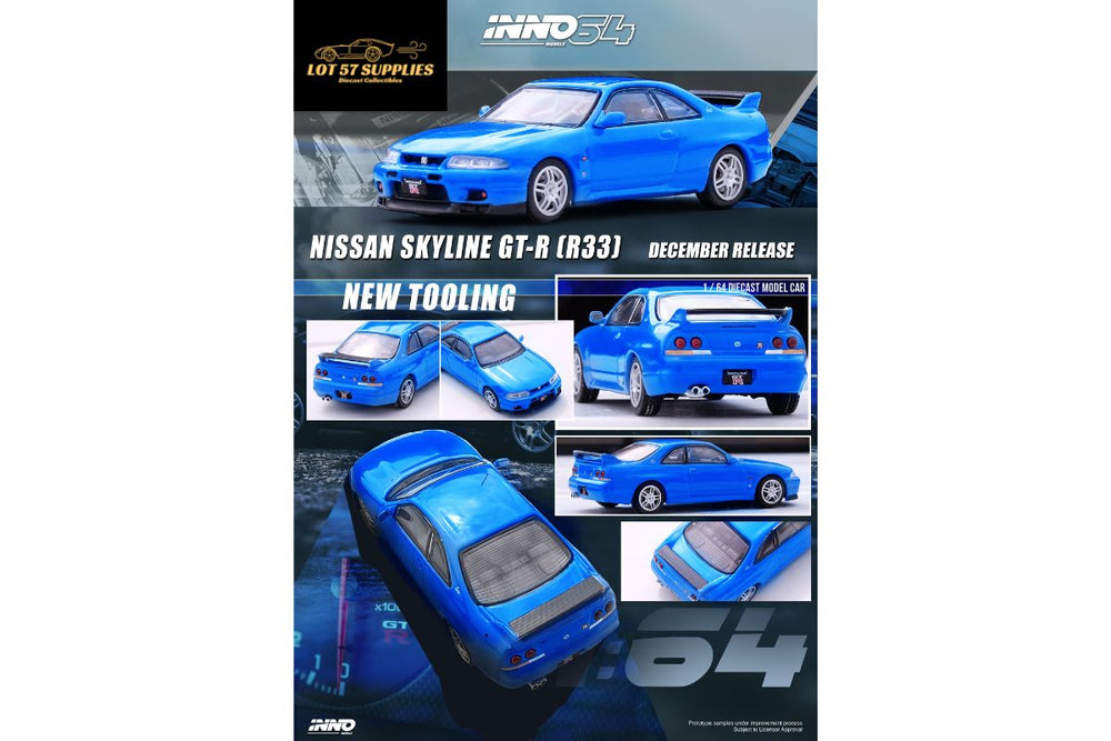 Inno64 Nissan Skyline GT-R (R33) in Blue 1:64 (ONLINE ORDER ONLY)