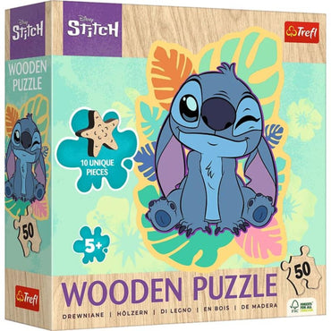 Trefl Kids Wood 50 Piece Wooden Contour Puzzle" - Happy Stitch / Disney Lilo&Stitch