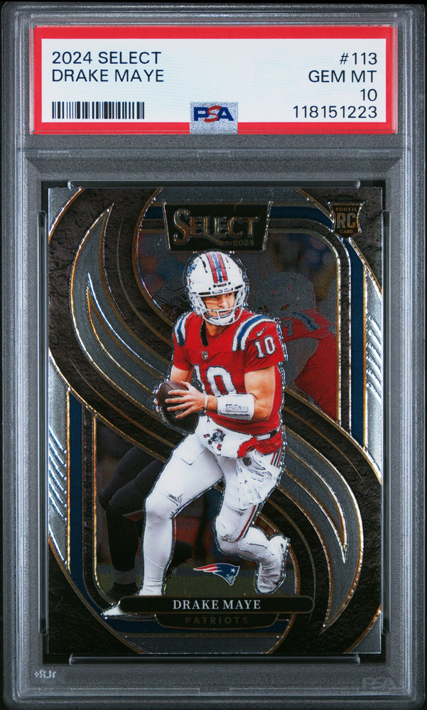 Graded 2024 Panini Select Drake Maye #113 Rookie RC Football Card PSA 10 Gem Mint (ONLINE ORDER ONLY)