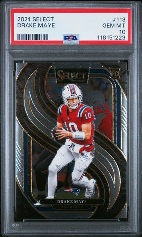 Graded 2024 Panini Select Drake Maye #113 Rookie RC Football Card PSA 10 Gem Mint (ONLINE ORDER ONLY)