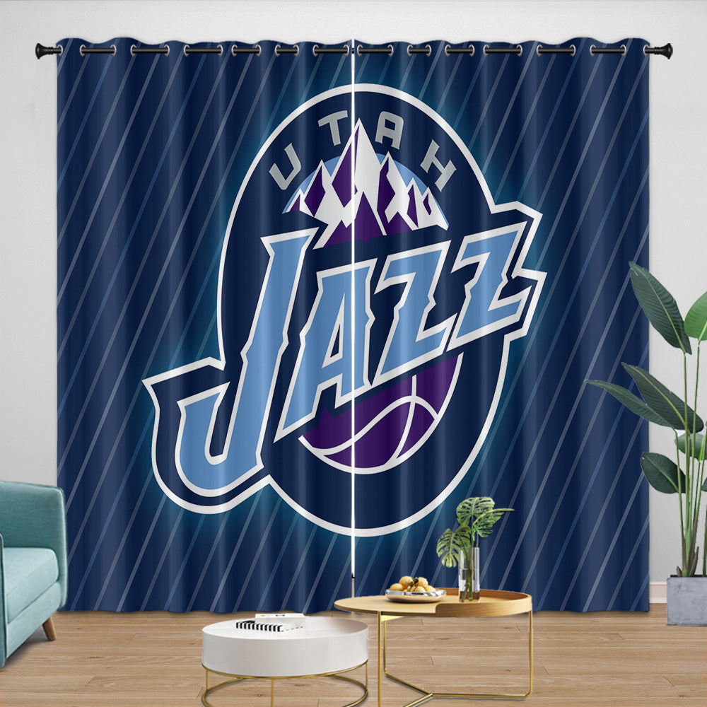 Utah Jazz Curtains Blackout Window Drapes Room Decoration (Online Order Only)