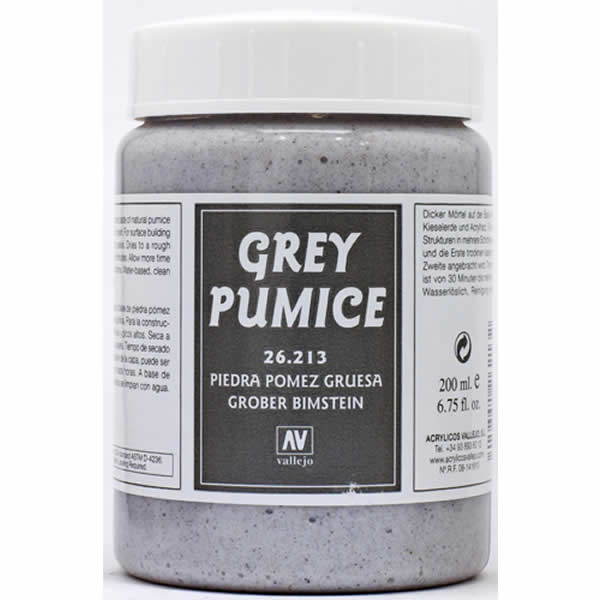 VAL26213 Rough Grey Pumice Stone Effects 200ml (6.75 Fl. Oz) Jar Vallejo (ONLINE ORDER ONLY)