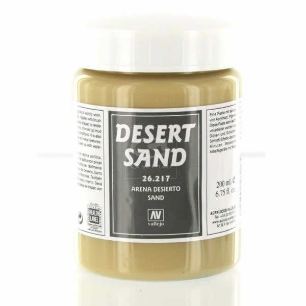 VAL26217 Desert Sand Earth Effects 200ml (6.75 Fl. Oz) Jar Vallejo Paints (ONLINE ORDER ONLY)