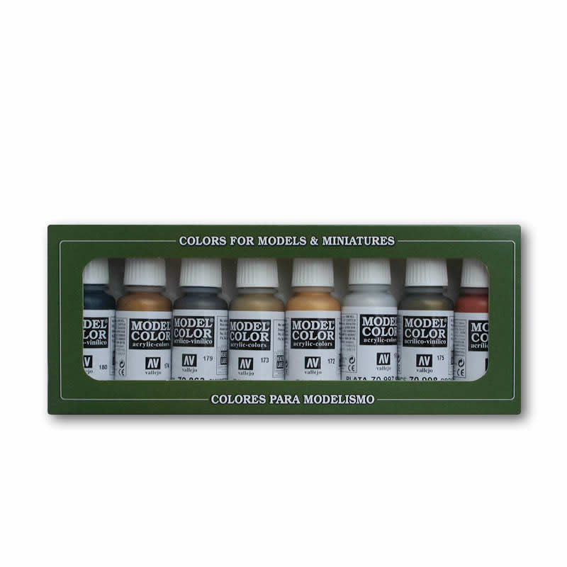 VAL70118 Metalics Acrylic Paint Set Vallejo (ONLINE ORDER ONLY)