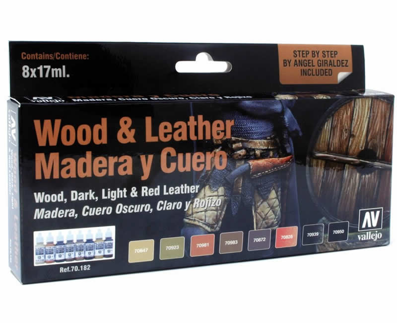 VAL70182 Wood and Leather Step by Step Model Color Paint Set Vallejo (ONLINE ORDER ONLY)