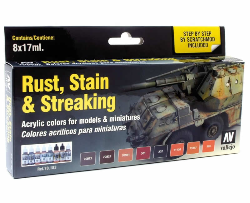 VAL70183 Rust Stain and Streaking Step by Step Model Paint Set Vallejo (ONLINE ORDER ONLY)