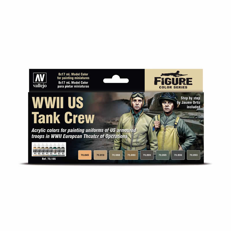 VAL70186 WWII US Tank Crew Acrylic Paint Set Vallejo (ONLINE ORDER ONLY)