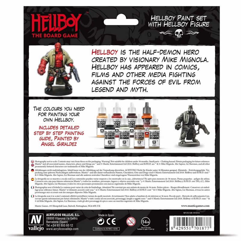 VAL70187 Acrylic Color Paint Set  for Hellboy The Board Game Vallejo Paints (ONLINE ORDER ONLY)