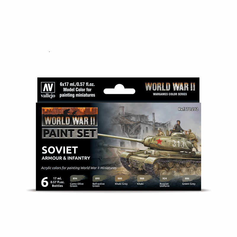 VAL70202 Soviet Armour And Infantry Acrylic Color Set Vallejo (ONLINE ORDER ONLY)