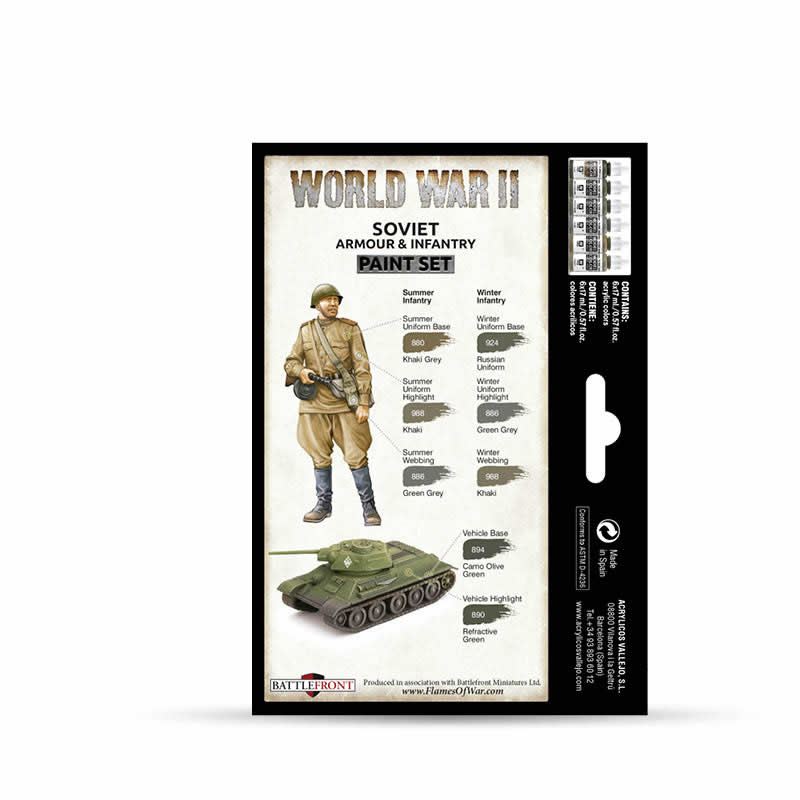 VAL70202 Soviet Armour And Infantry Acrylic Color Set Vallejo (ONLINE ORDER ONLY)