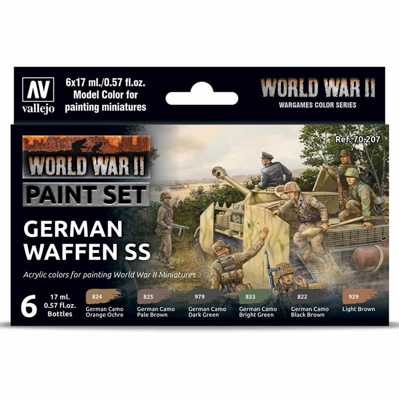 VAL70207 German WWII Waffen SS Acrylic Color Paint Set Vallejo (ONLINE ORDER ONLY)