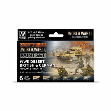 VAL70208 WWII British And German Armour And Infantry Acrylic Paint Set Vallejo (ONLINE ORDER ONLY)