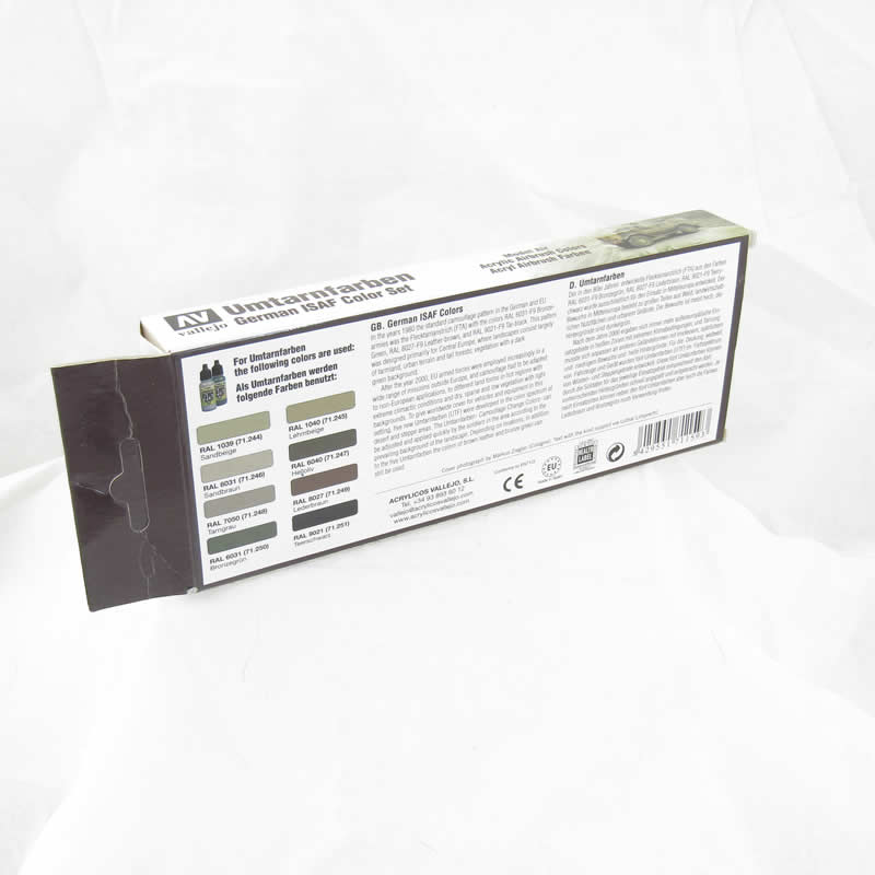 VAL71159 Umtarnfarben German ISAF Colors Acrylic Color Paint Set Vallejo (ONLINE ORDER ONLY)