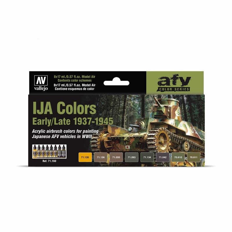 VAL71160 WWII Imperial Japanese Army Vehicle Acrylic Airbrush Paint Set Vallejo (ONLINE ORDER ONLY)