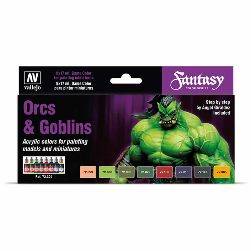 VAL72304 Orcs and Goblins Fantasy Color Series Acrylic Paint Set Vallejo (ONLINE ORDER ONLY)