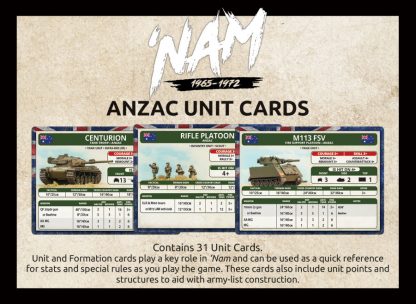 Flames of War: 'NAM - Australian and New Zealand Army Corps Unit Cards (ONLINE ORDER ONLY)